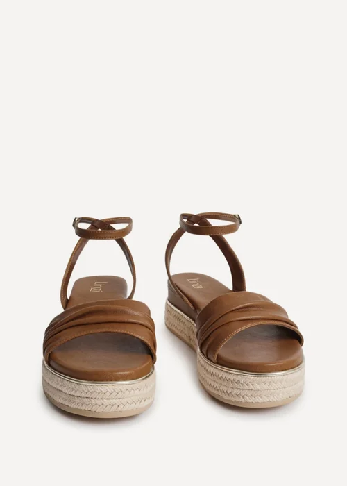 Linzi Dazed Tan Faux Leather Flatform Sandals - 7 Image 3