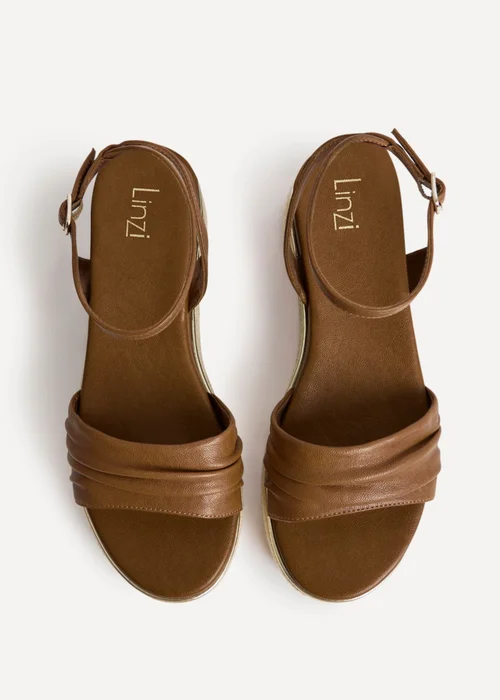 Linzi Dazed Tan Faux Leather Flatform Sandals - 7 Image 5