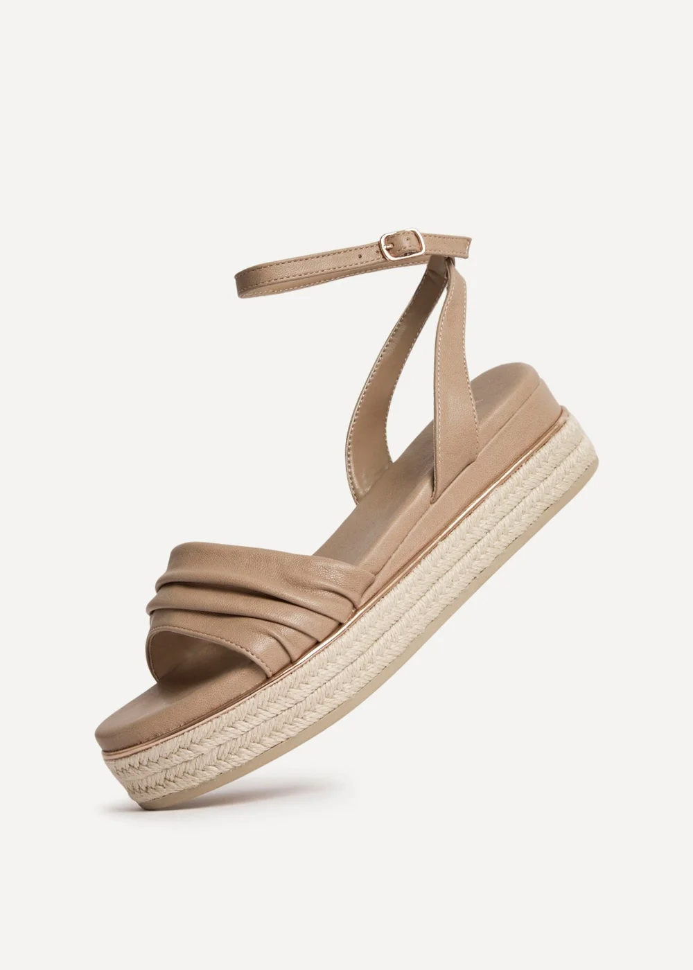 Linzi Dazed Mocha Faux Leather Flatform Sandals - 4 Image 5