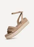 Linzi Dazed Mocha Faux Leather Flatform Sandals - 4 Image 5