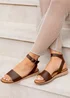 Linzi Nora Brown Faux Leather Flat Sandals - 4 Image 5