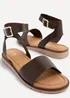 Linzi Nora Brown Faux Leather Flat Sandals - 4 Image 4