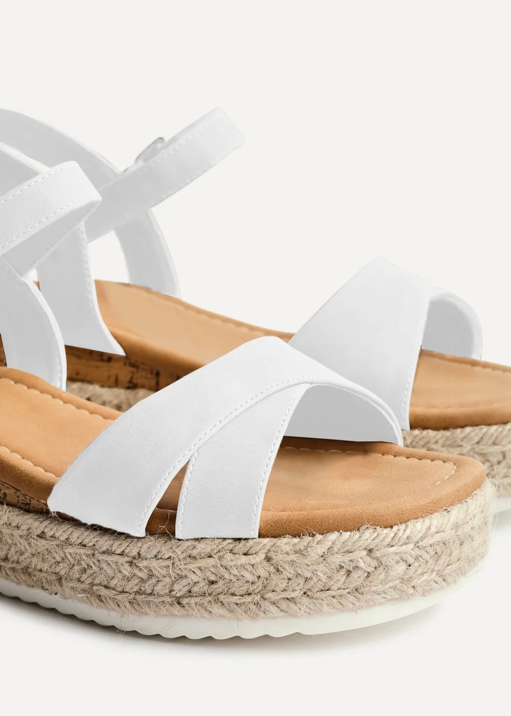 Linzi Sarelli Wide Fit White Flatform Sandals - 8 Image 5
