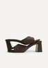 Linzi Cannes Brown Faux Suede Mule Heels - Size 5 Image 4