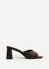 Linzi Cannes Brown Faux Suede Mule Heels - Size 5 Image 2