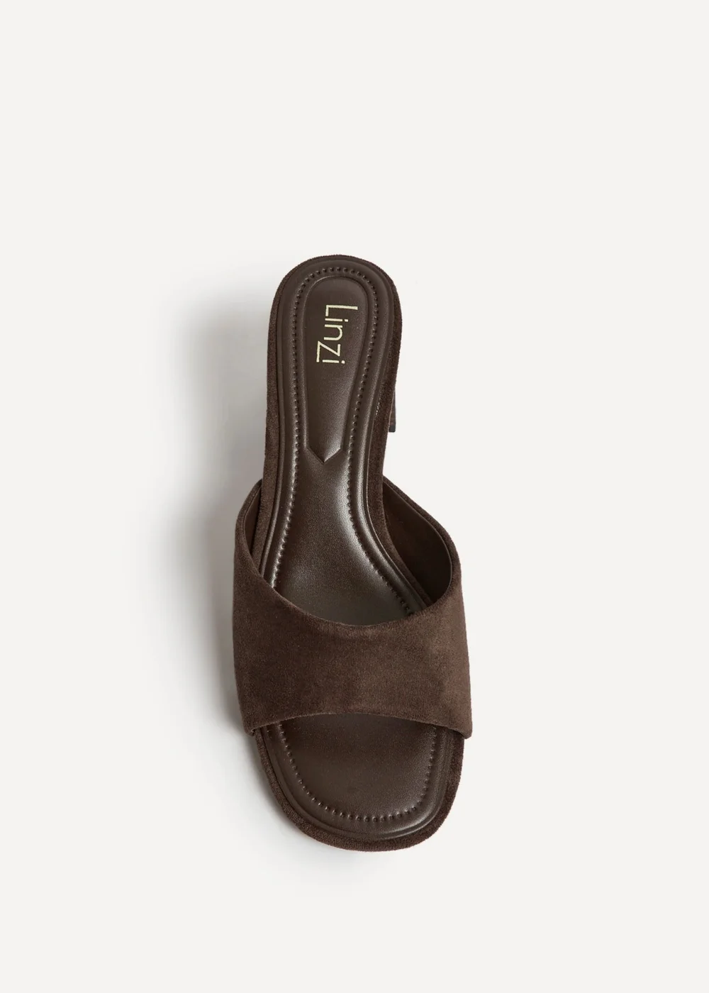 Linzi Cannes Brown Faux Suede Mule Heels - Size 5 Image 5