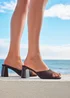 Linzi Cannes Brown Faux Suede Mule Heels - Size 5 Image 1