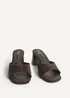 Linzi Cannes Brown Faux Suede Mule Heels - Size 5 Image 3