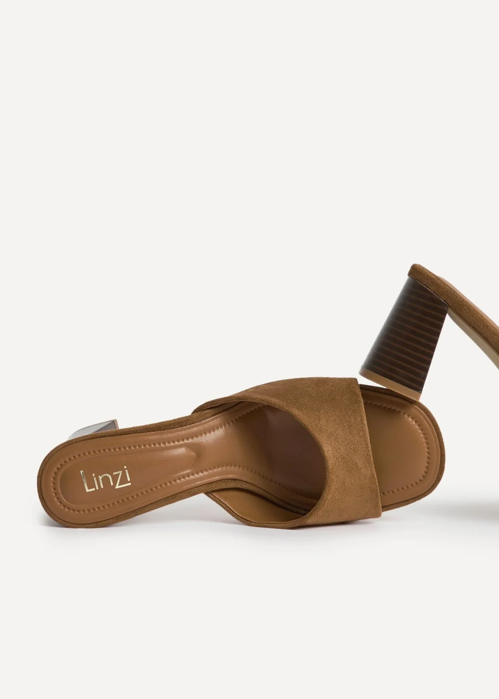Linzi Cannes Tan Faux Suede Mule Heels - 3 Image 5