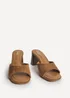 Linzi Cannes Tan Faux Suede Mule Heels - 3 Image 3