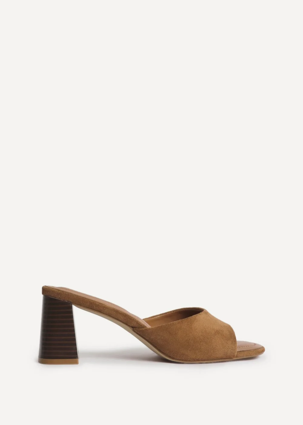 Linzi Cannes Tan Faux Suede Mule Heels - 3 Image 2