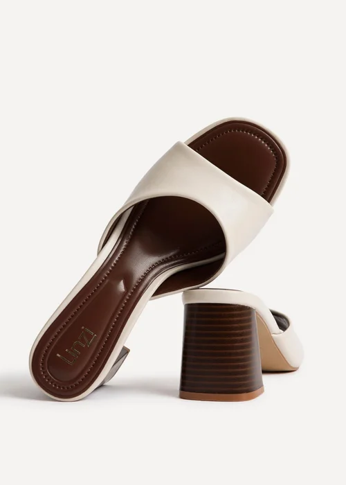 Linzi Cannes Ivory Faux Leather Mule Heels - 4 Image 5