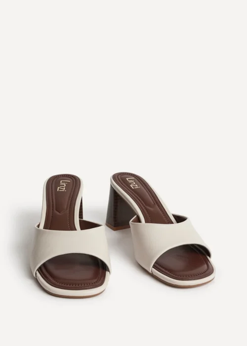 Linzi Cannes Ivory Faux Leather Mule Heels - 4 Image 3