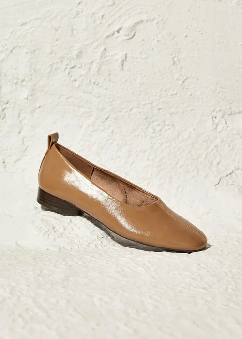 Linzi Capsule Camel Faux Leather Ballet Flats - 5 Image 1