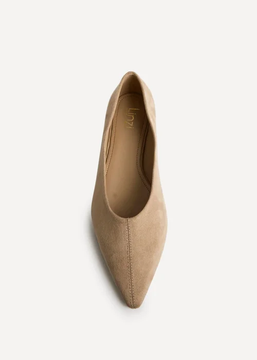 Linzi Candid Wide Fit Beige Pointed Toe Ballet Flats - 4 Image 4