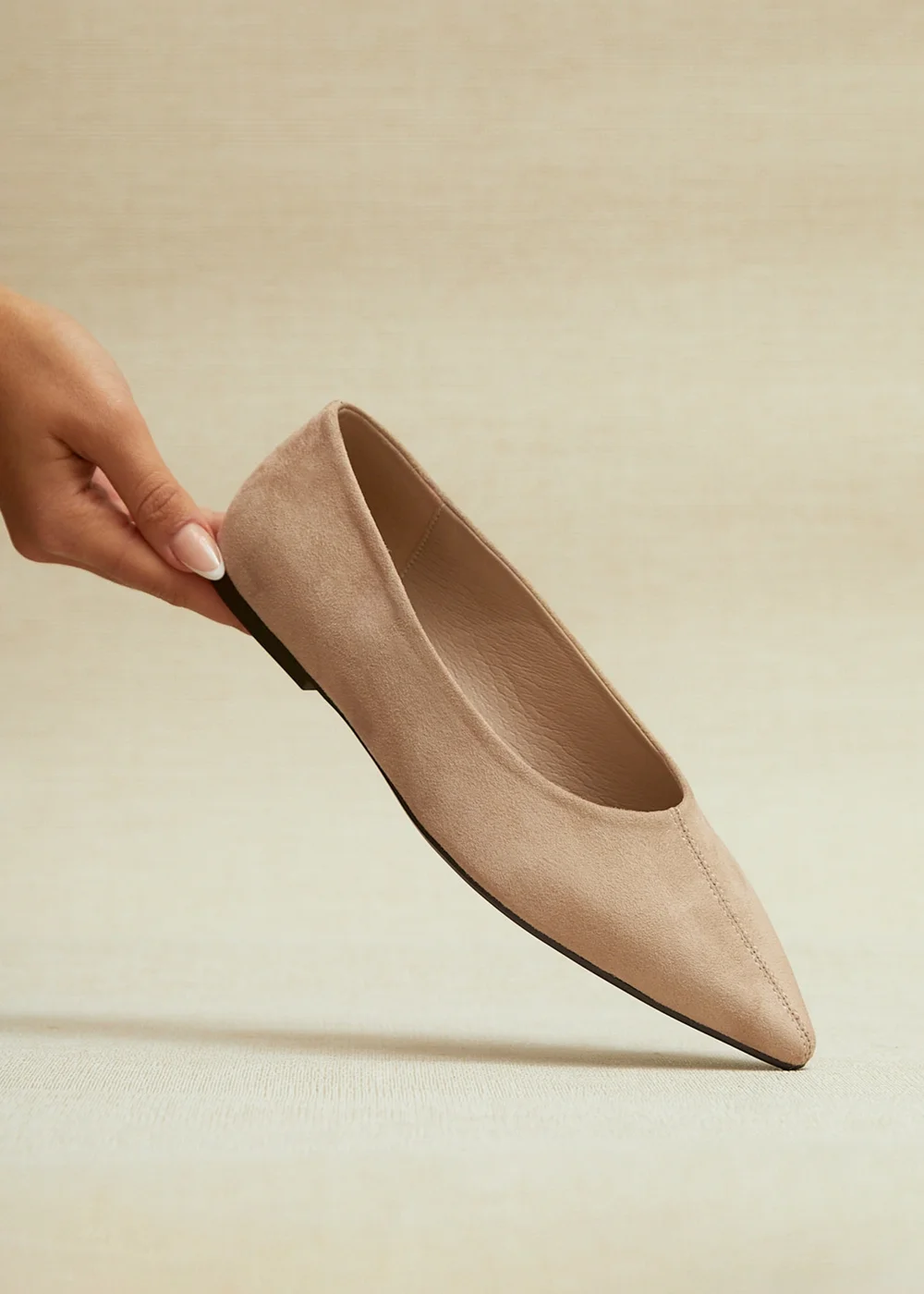Linzi Candid Wide Fit Beige Pointed Toe Ballet Flats - 4 Image 1