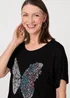 Izabel London Black Butterfly Print Sparkly Relaxed Top - 10 Image 3