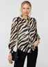 Izabel London Black Zebra Print Long Sleeve Semi Sheer Shirt - 8 Image 1