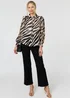 Izabel London Black Zebra Print Long Sleeve Semi Sheer Shirt - 8 Image 4