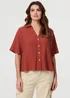 Izabel London Rust Short Sleeve Button Front Shirt - 14 Image 1