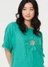 Izabel London Blue Frayed Edge Floral Embellished Top - 8 Image 3