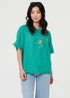 Izabel London Blue Frayed Edge Floral Embellished Top - 8 Image 1