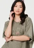 Izabel London Grey Frayed Edge Floral Embellished Top - 10 Image 3