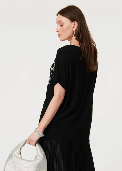 Izabel London Black Geo Print Sparkly Relaxed Top - 12 Image 2