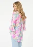 Izabel London Pink Floral Curve Hem 3/4 Flare Sleeve Blouse - 8 Image 2