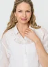 Izabel London White Embroidered Trim 3/4 Sleeve Shirt - M/L Image 3