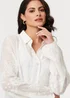 Izabel London White Embroidered Long Sleeve Semi Sheer Shirt - M Image 3