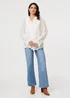 Izabel London White Embroidered Long Sleeve Semi Sheer Shirt - M Image 4