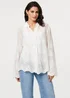 Izabel London White Embroidered Long Sleeve Semi Sheer Shirt - M Image 1