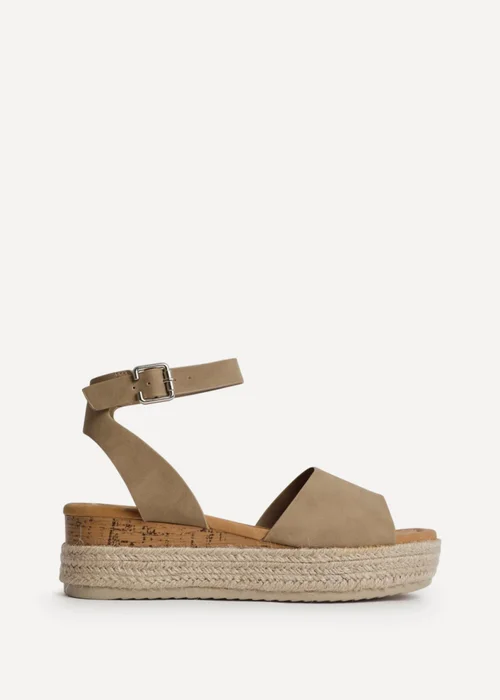 Linzi Nirvana Taupe Nubuck Flatform Sandals - 7 Image 2
