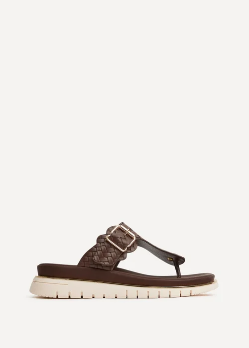 Linzi Jovelle Brown Woven Toe Post Flat Sandal - 3 Image 2
