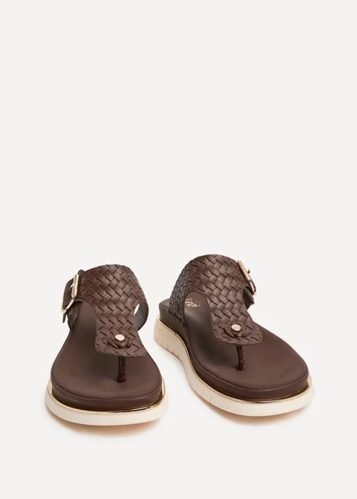 Linzi Jovelle Brown Woven Toe Post Flat Sandal - 3 Image 3