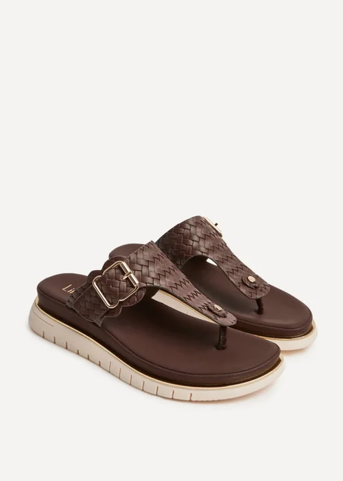 Linzi Jovelle Brown Woven Toe Post Flat Sandal - 3 Image 5