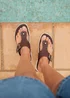Linzi Jovelle Brown Woven Toe Post Flat Sandal - 3 Image 1