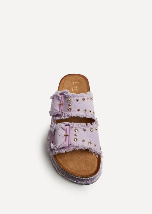 Linzi Bahama Lilac Diamante Flatform Sandals - 4 Image 4