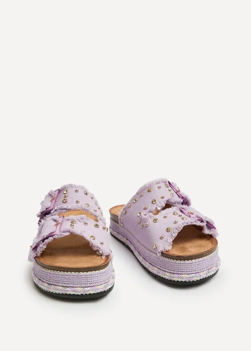 Linzi Bahama Lilac Diamante Flatform Sandals - 4 Image 3