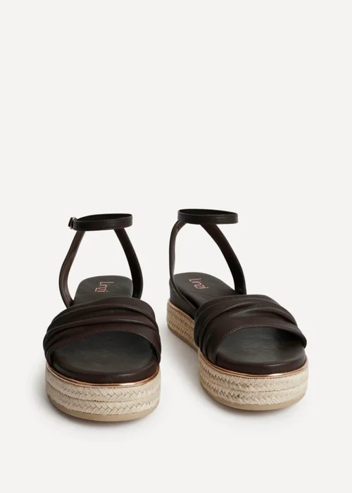 Linzi Dazed Brown Faux Leather Flatform Sandals - 4 Image 3