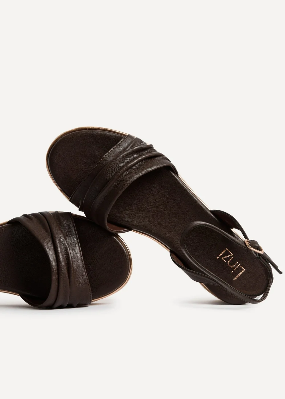 Linzi Dazed Brown Faux Leather Flatform Sandals - 4 Image 5