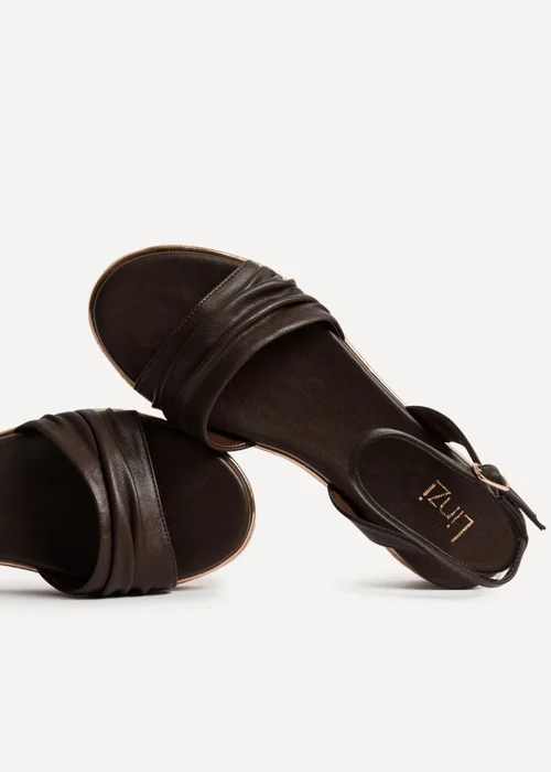 Linzi Dazed Brown Faux Leather Flatform Sandals - 4 Image 5