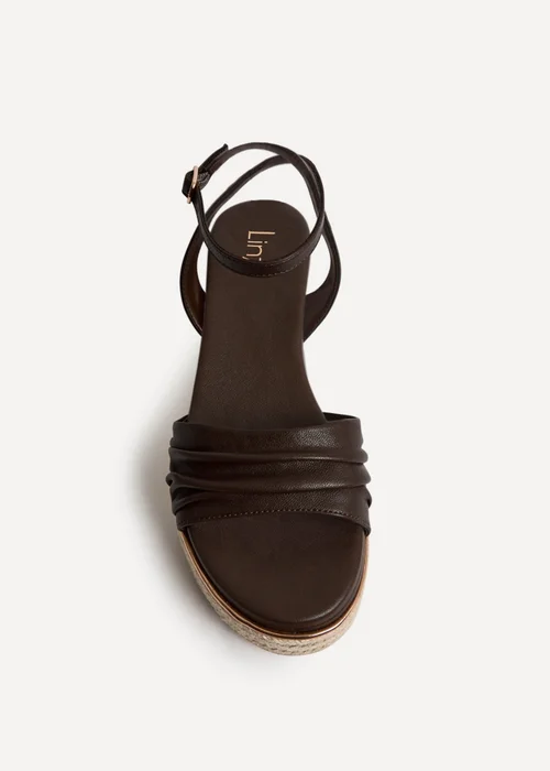 Linzi Dazed Brown Faux Leather Flatform Sandals - 4 Image 4