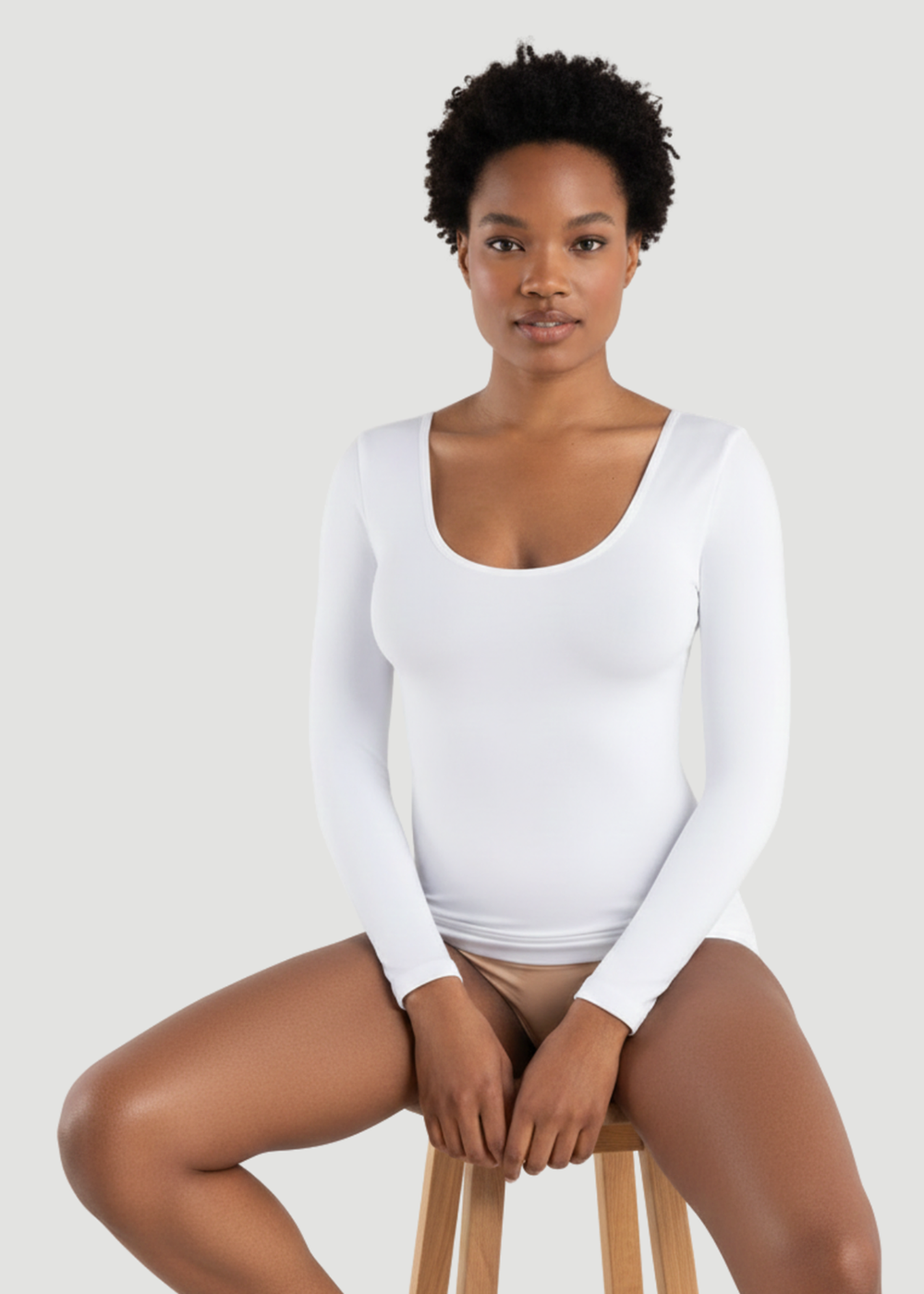 Conturve White Long-Sleeve Shaping Smoothing Top - 2XL Image 2