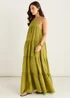 Gini London Khaki Tiered Halter Maxi Trapeze Dress - 12 Image 4