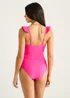 Gini London Pink Ruffle V Bar Detail Swimsuit - 12 Image 2