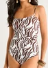 Gini London Chocolate Zebra Animal Print Jacquard Cutout Front Swimsuit - 14 Image 3