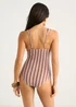 Gini London Multi Stripe Tie Detail One Shoulder Swimsuit - 14 Image 2