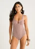 Gini London Multi Stripe Tie Detail One Shoulder Swimsuit - 14 Image 1